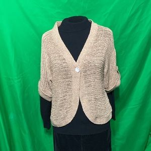 Tan loose knit crop sweater cardigan